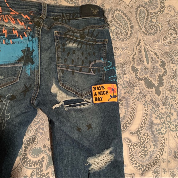 American Eagle Graffiti Patchwork Jeggings - Picture 7 of 9